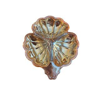 Vintage Jeanette Carnival Glass Marigold 3 Leaf-Shaped Candy/Nut Dish 6" Long